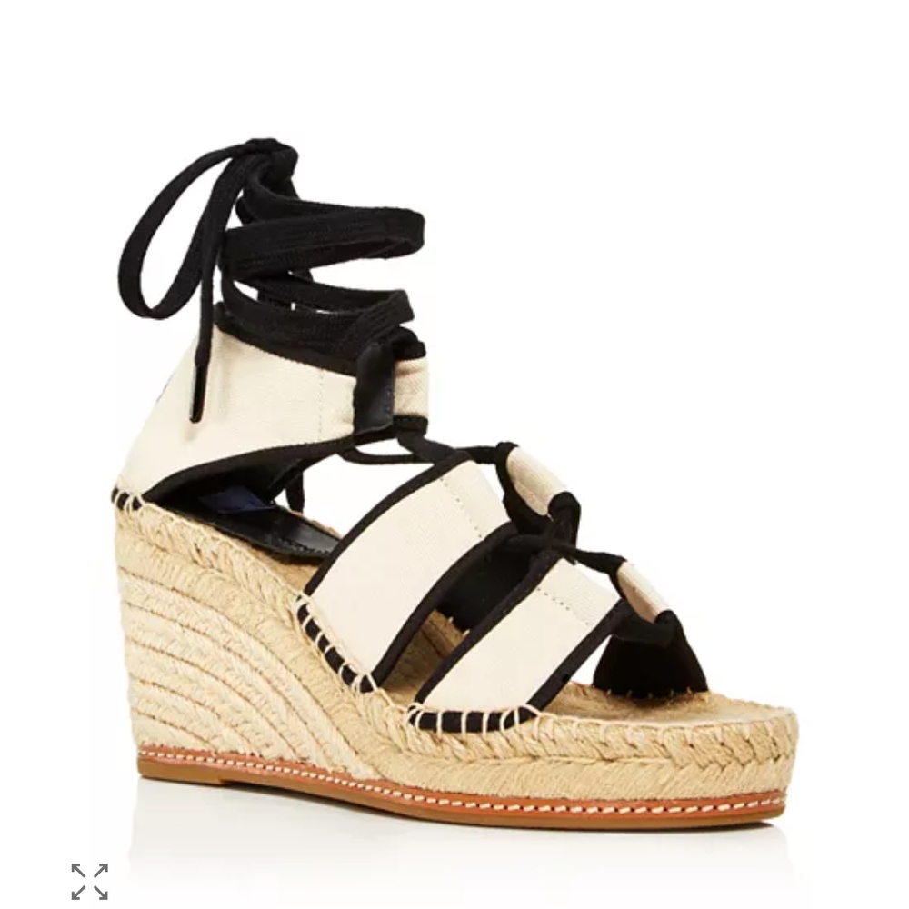 NWOT✨TORY BURCH•Stylish Black and White Wedge Sandals